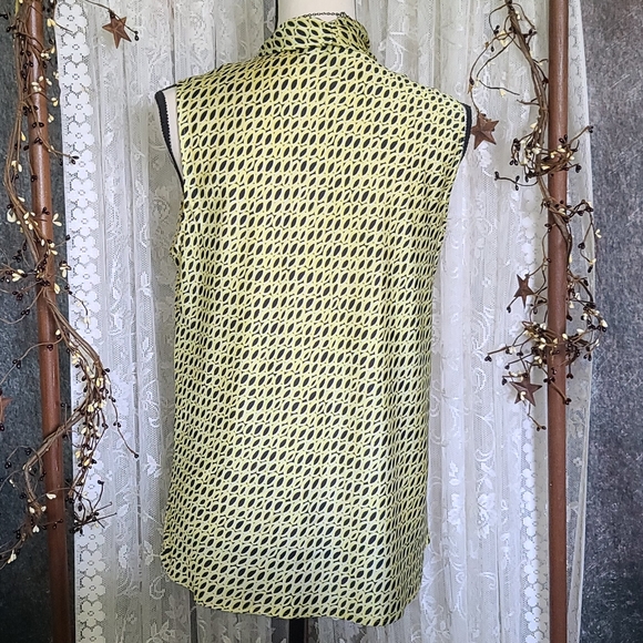 Nine West Sleeveless Top Black Yellow Sz Large - Picture 4 of 14